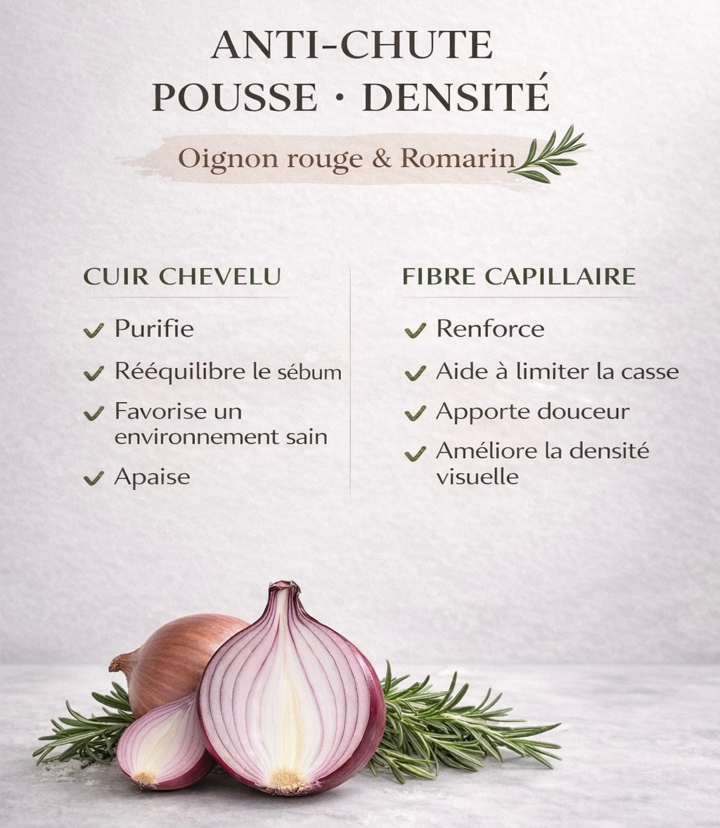Pack XL Routine capillaire Oignon rouge et romarin- Force, pousse et vitalité du cheveux