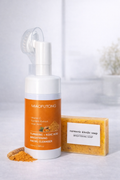 Pack Éclat Unifiant – Nettoyant Mousse et savon au Curcuma, acide kojique et vitamine C