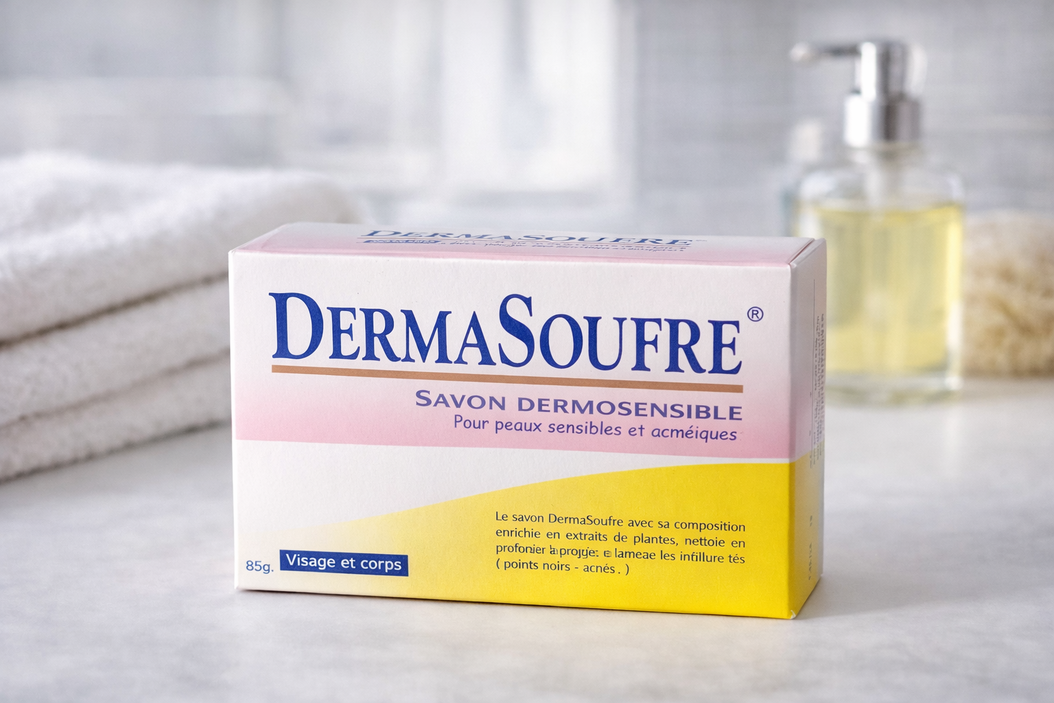 Dermasoufre Savon Dermosensible pour Peaux Sensibles et Acnéiques Visage